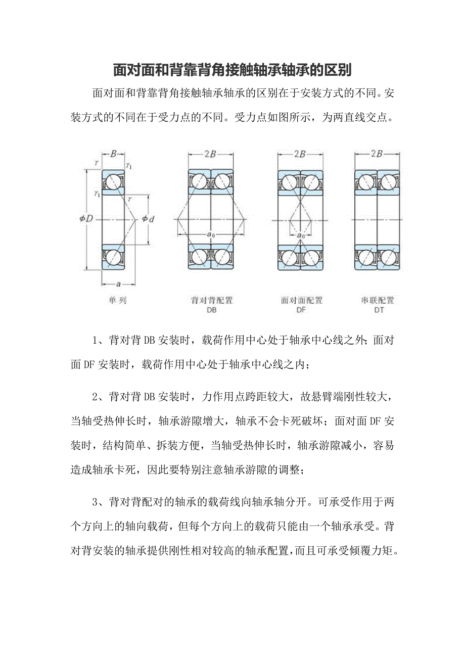 面对面和背靠背角接触轴承轴承的区别_第1页