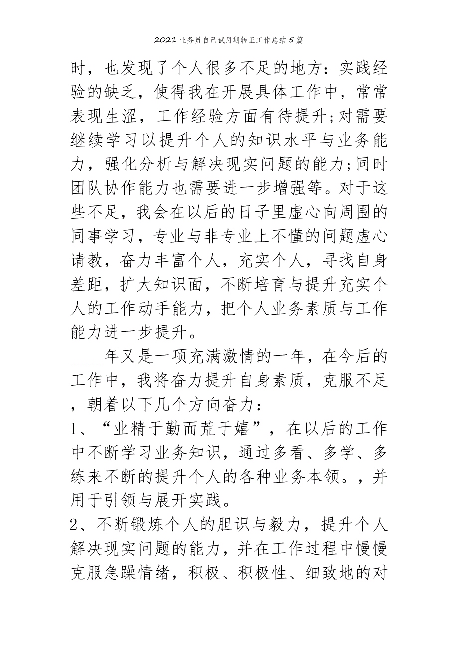 2022年范文范本业务员自己试用期转正工作总结5篇_第4页