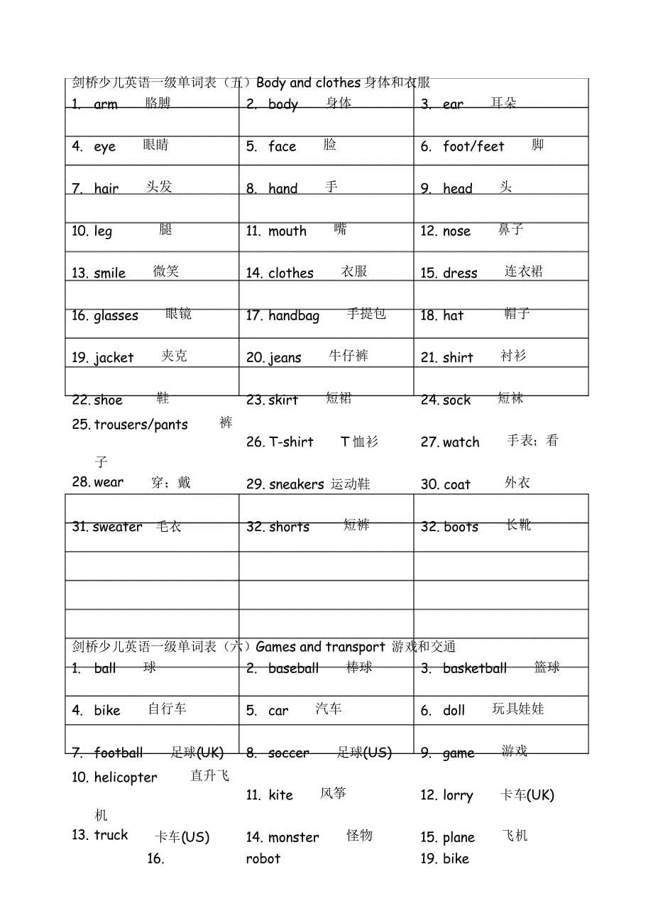 (完整版)剑桥少儿英语一级单词表(一)_第5页