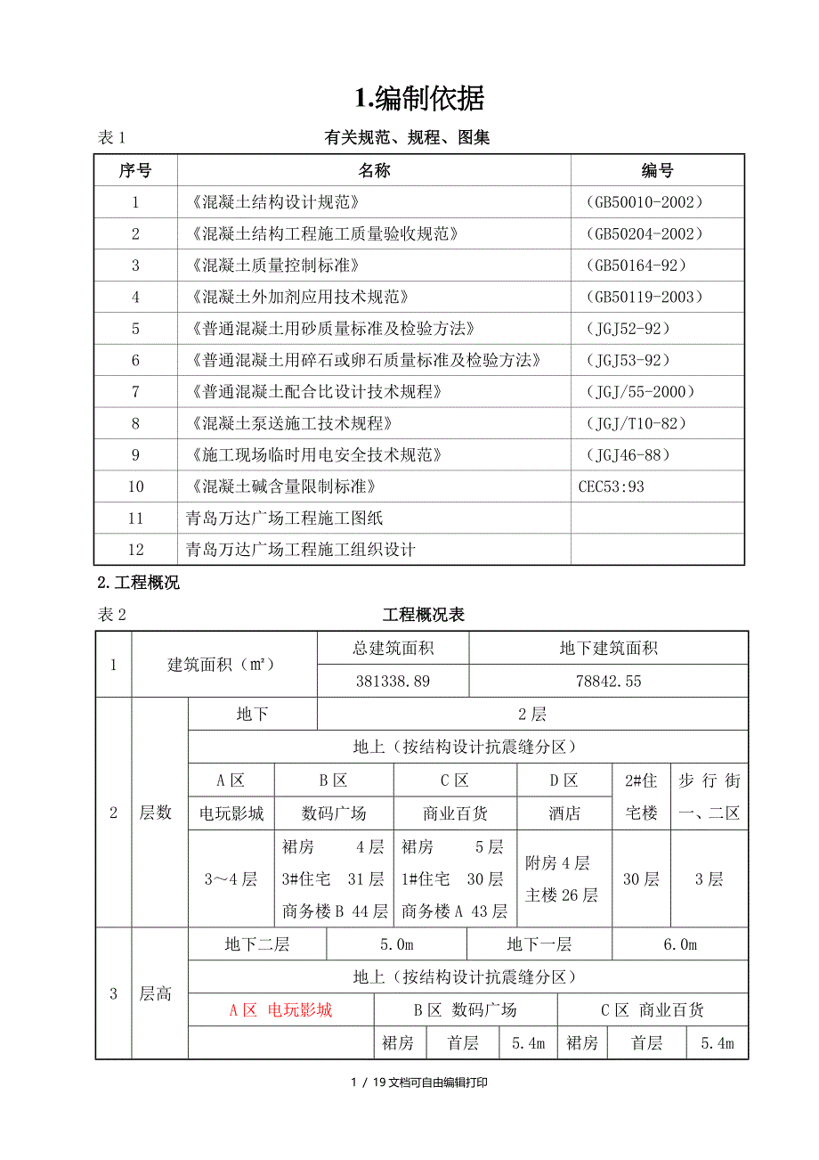 青岛万达广场——基础底板混凝土施工方案_第1页