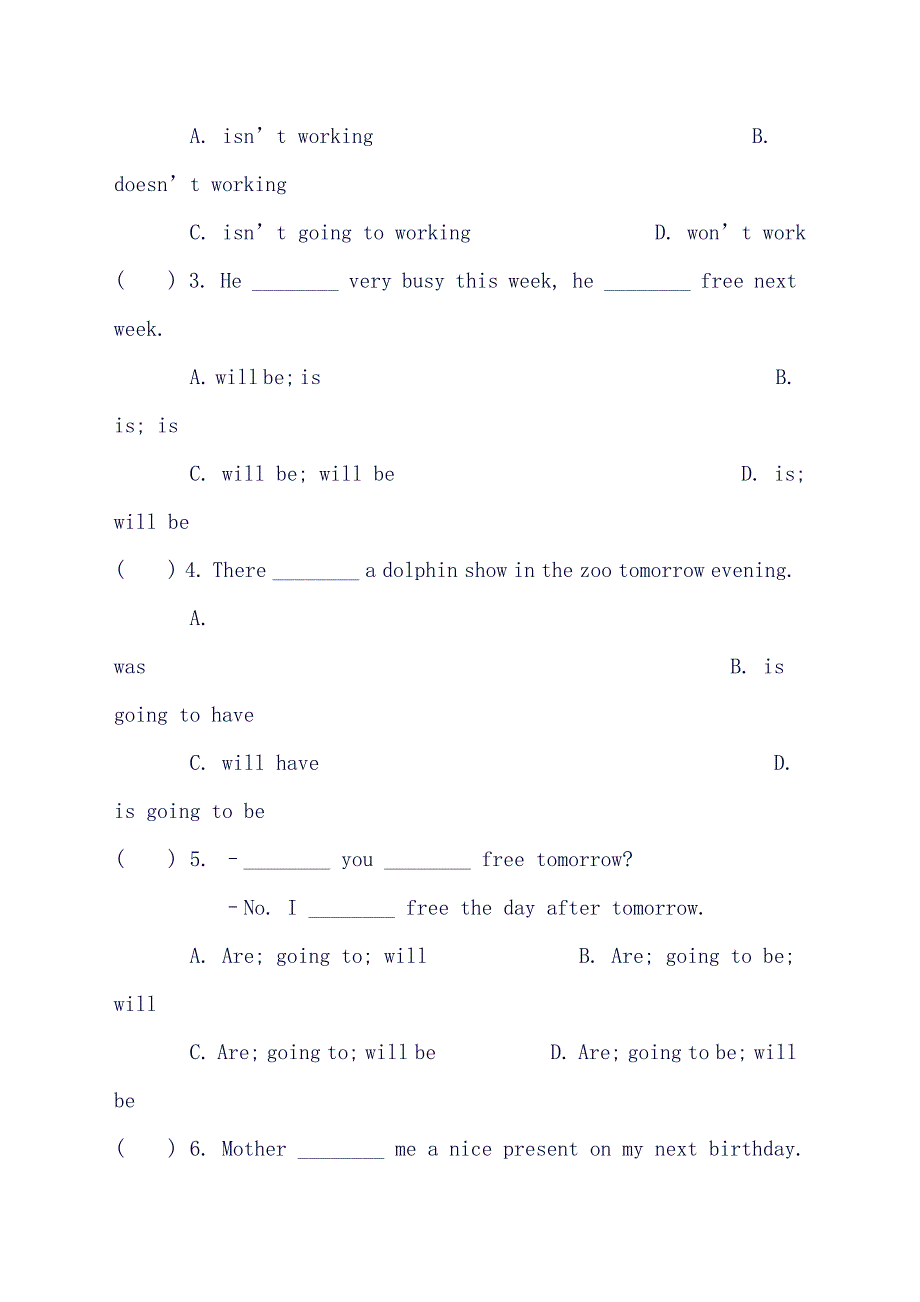 (完整版)小学英语一般将来时讲解及练习_第4页