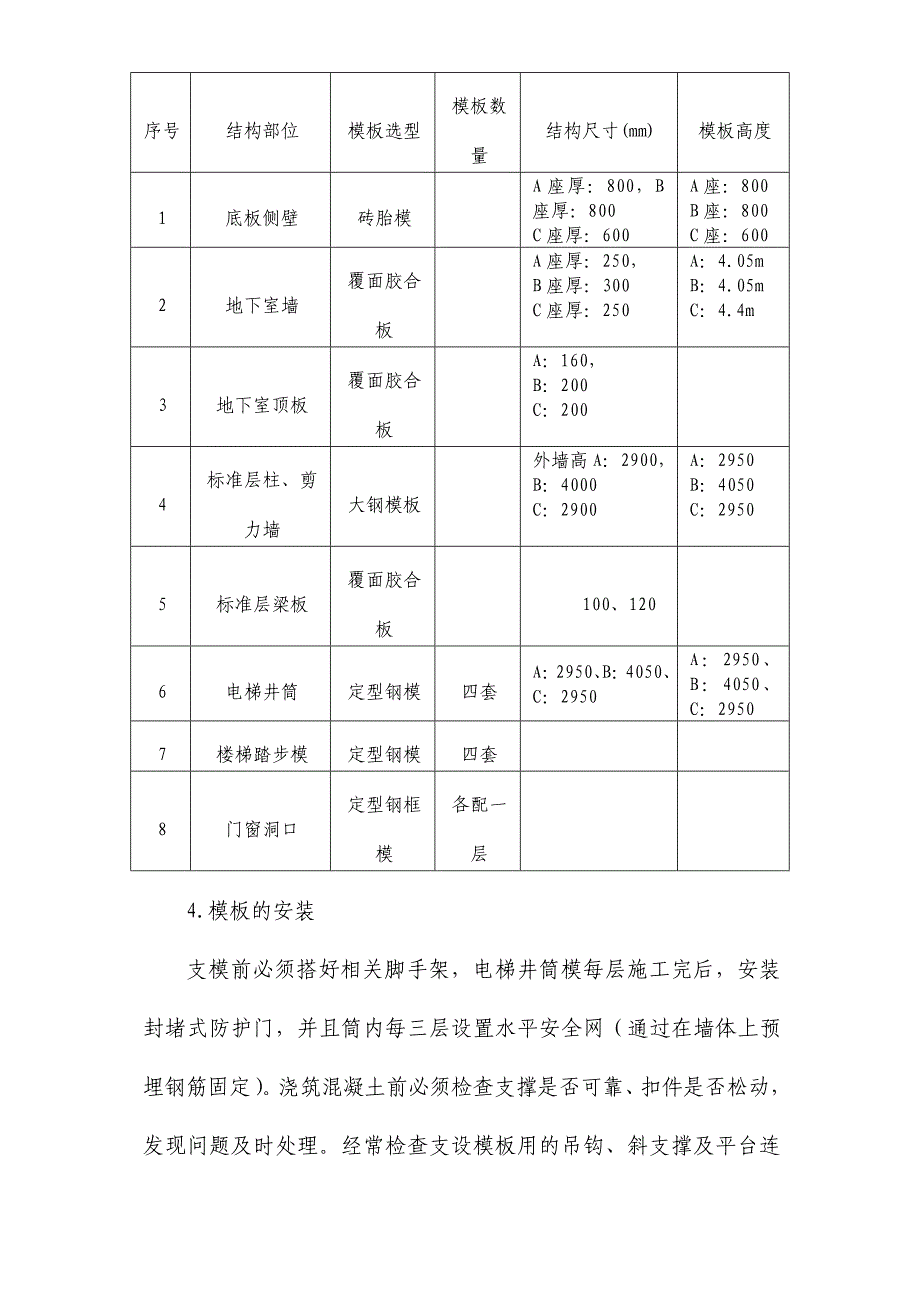 框剪结构模板工程施工组织方案_第4页