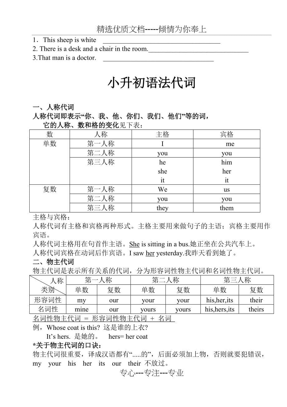 小升初英语语法点总结及练习_第5页