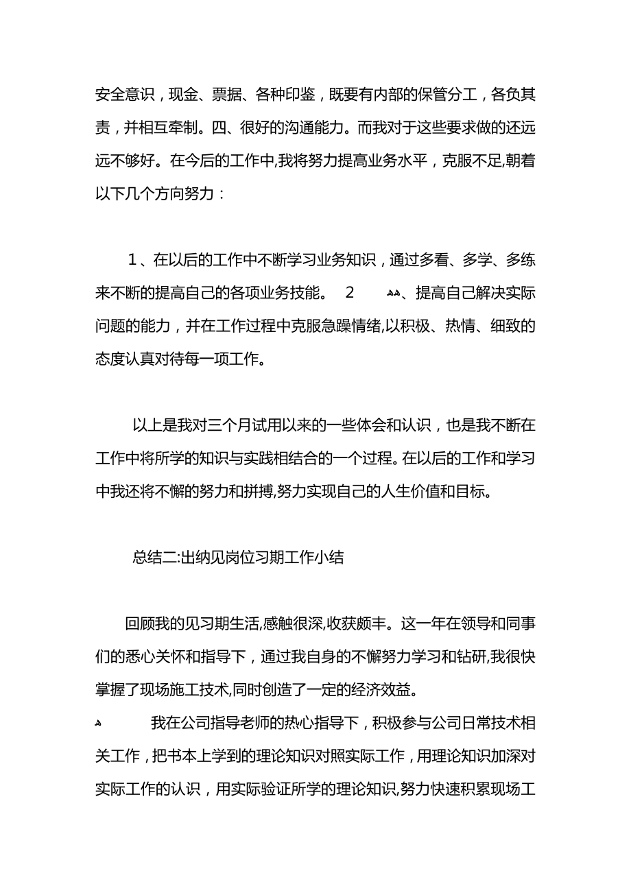 出纳见岗位习期工作小结_第3页