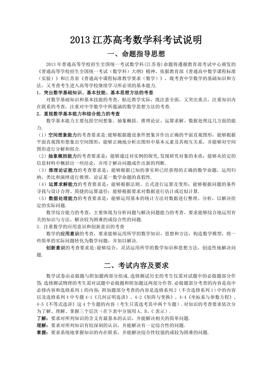 2013江苏高考数学科考试说明及典型题示例(校对word版).doc_第1页