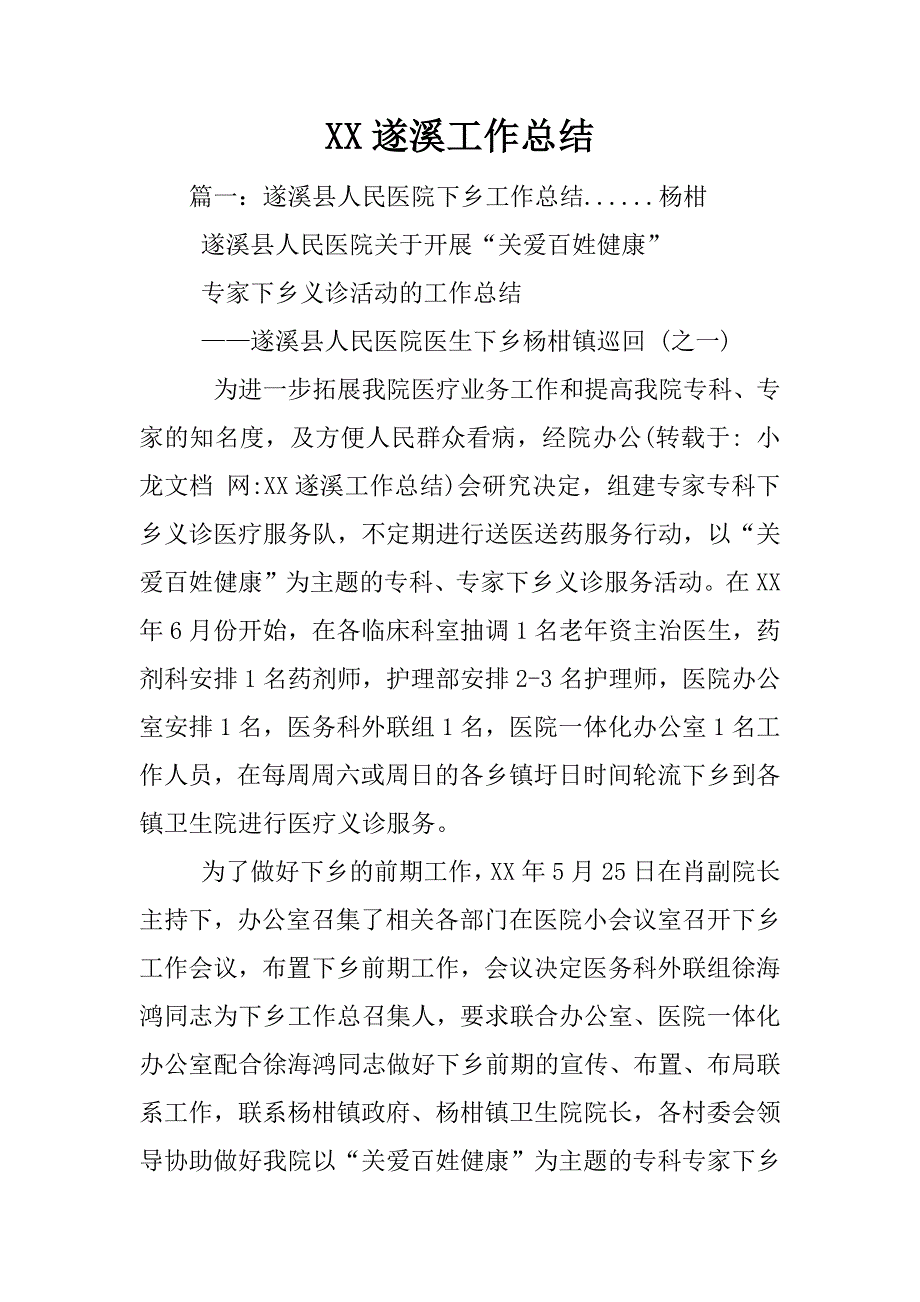 XX遂溪工作总结.docx_第1页