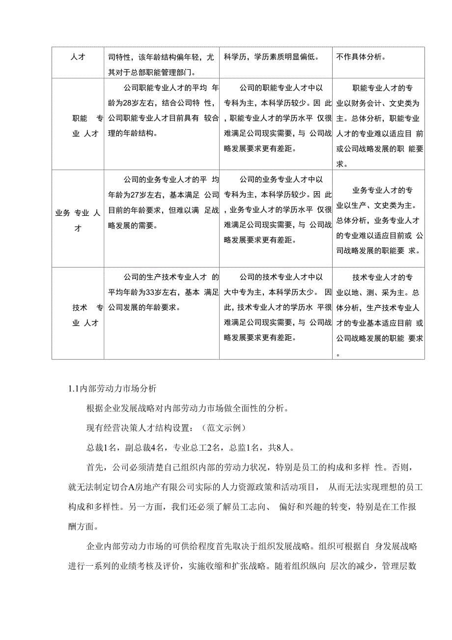 人力资源规划报告(模板)_第5页