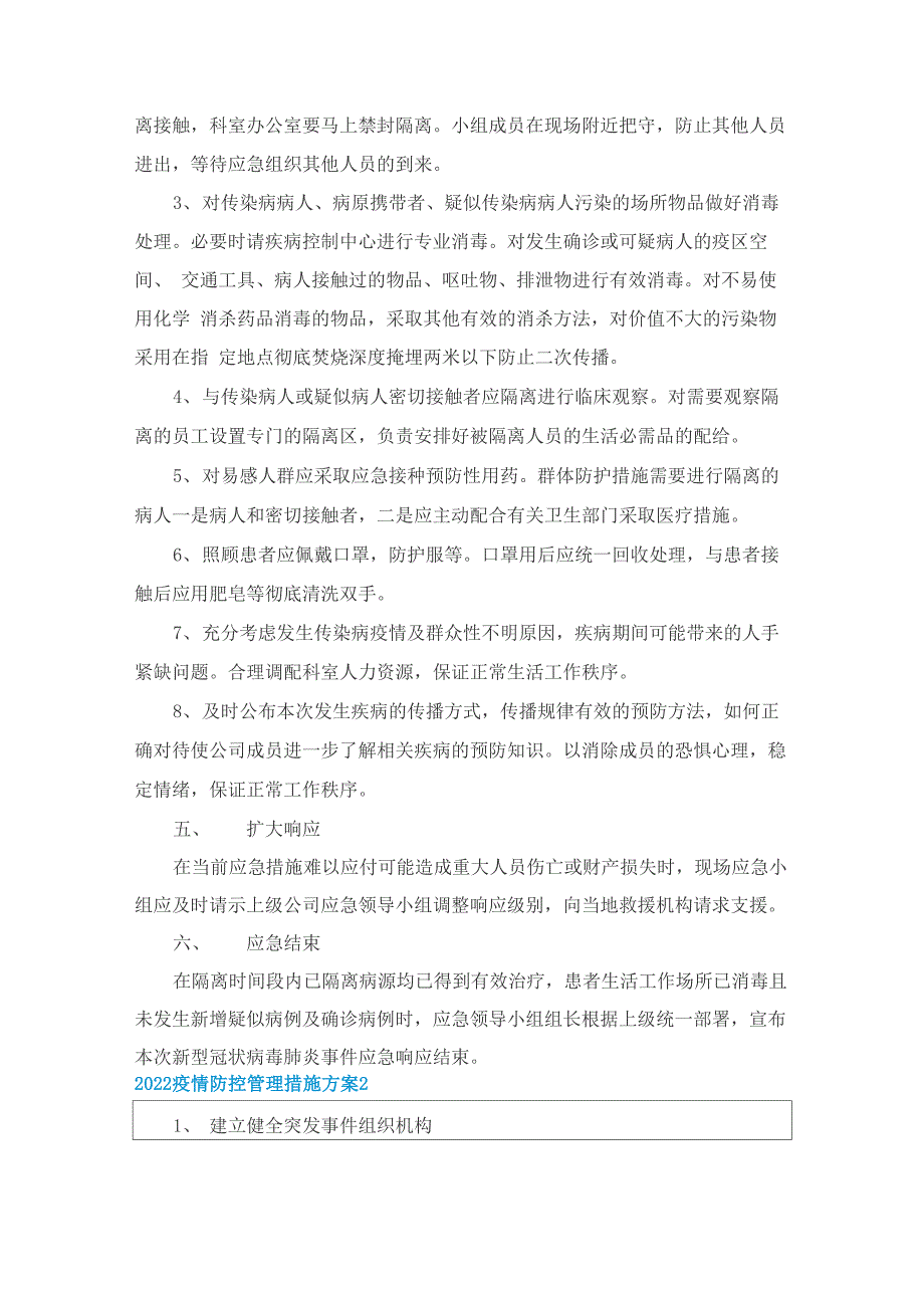 2022疫情防控管理措施方案5篇_第2页