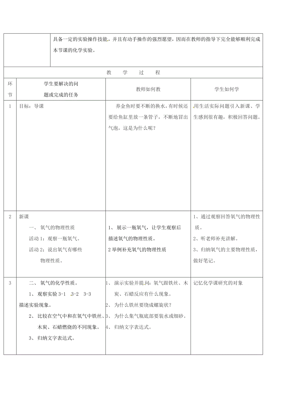 【最新】九年级化学上册第3章维持生命之气氧气3.1氧气的性质和用途教案粤教版_第2页