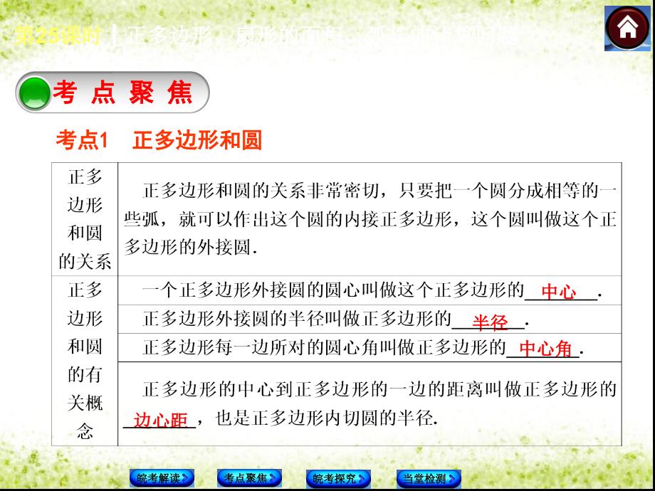 安徽省中考数学专题复习第25课时正多边形扇形的面积弧长的计算问题课件_第3页