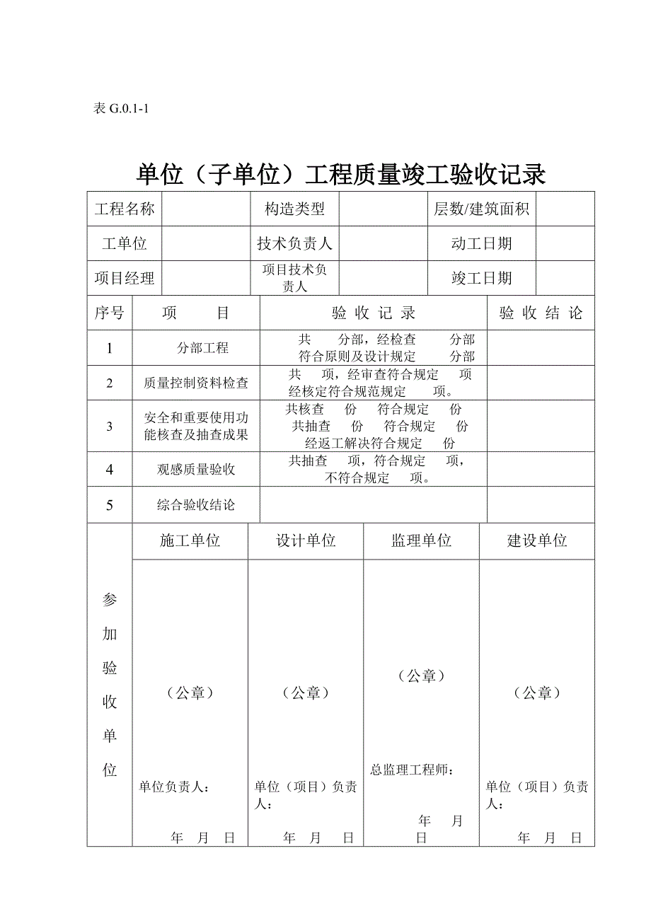 丛属土建关键工程质量验收总表部分单位关键工程资料_第2页