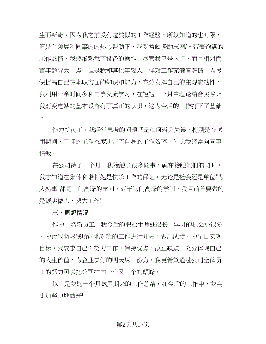 新员工试用期工作总结2023试用期工作总结范文（9篇）_第2页