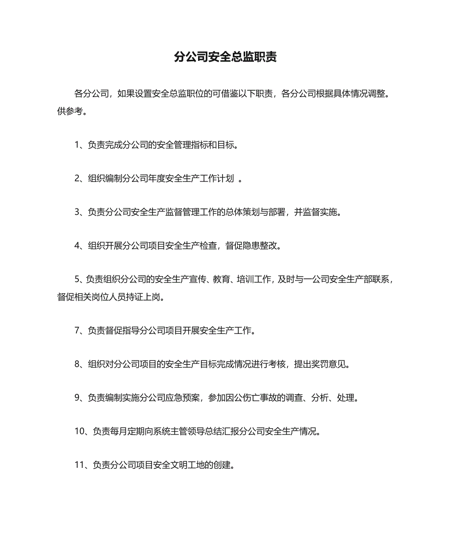 11-分公司安全总监职责（天选打工人）.docx_第1页