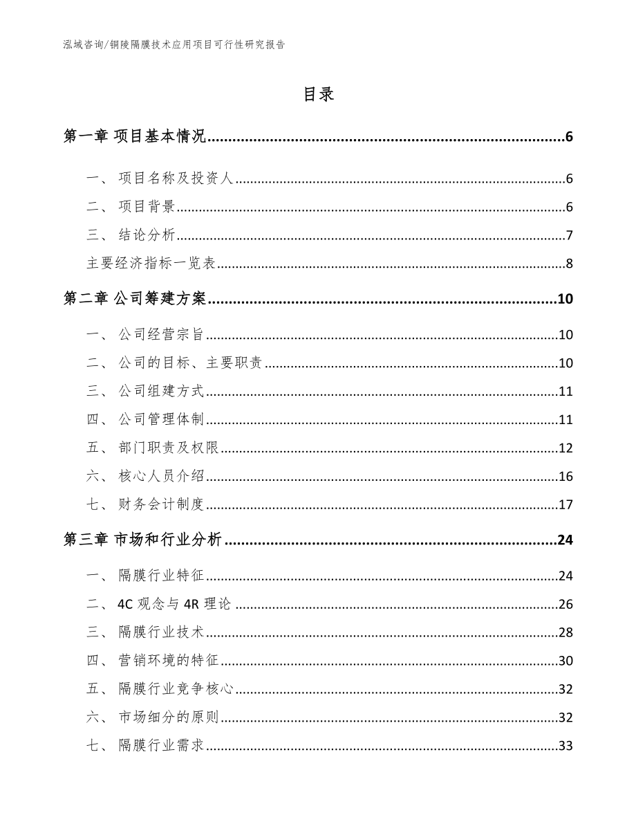 铜陵隔膜技术应用项目可行性研究报告【模板】_第1页