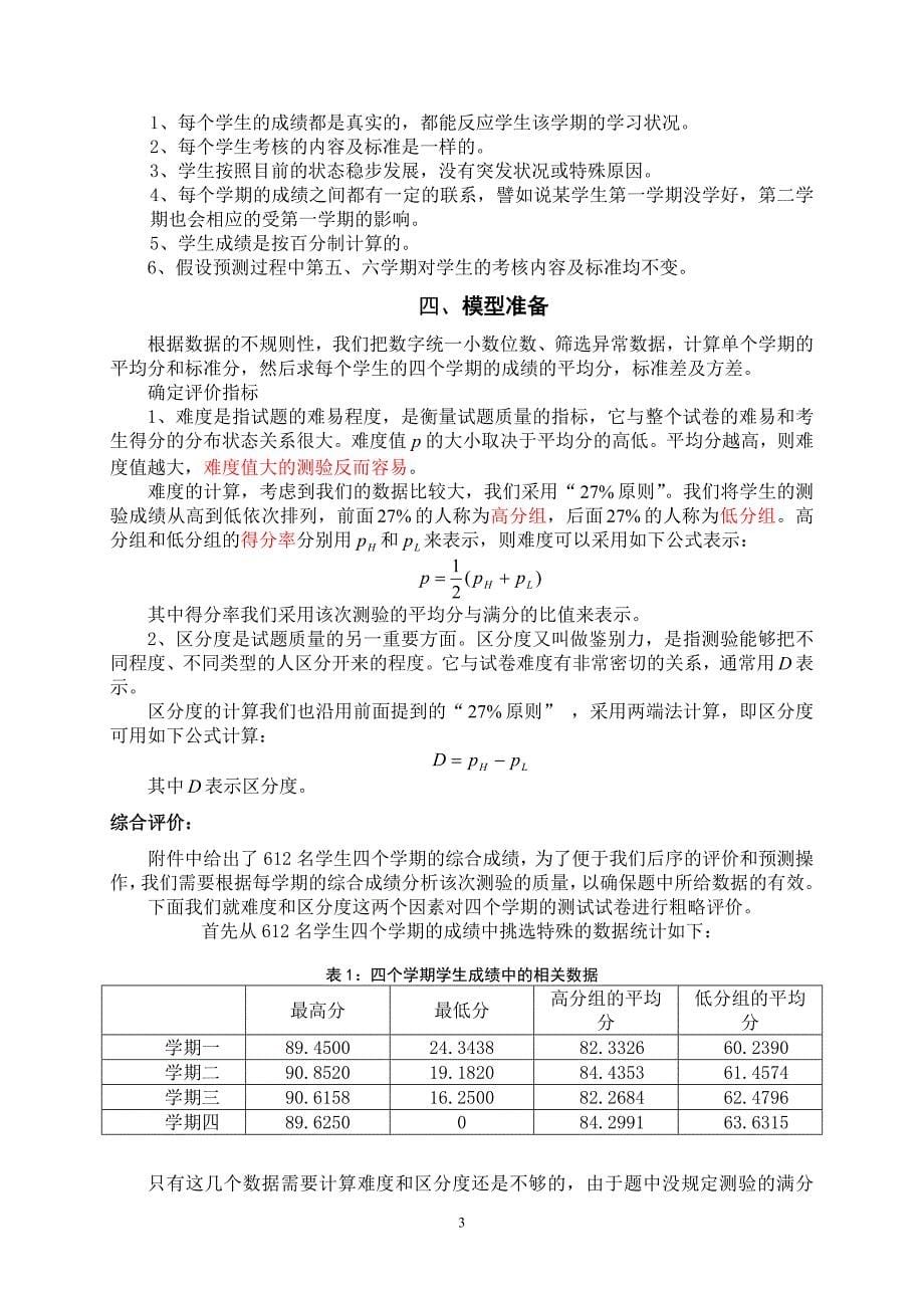 数学建模论文-基于综合成绩的学生学习状况评价体系.doc_第5页