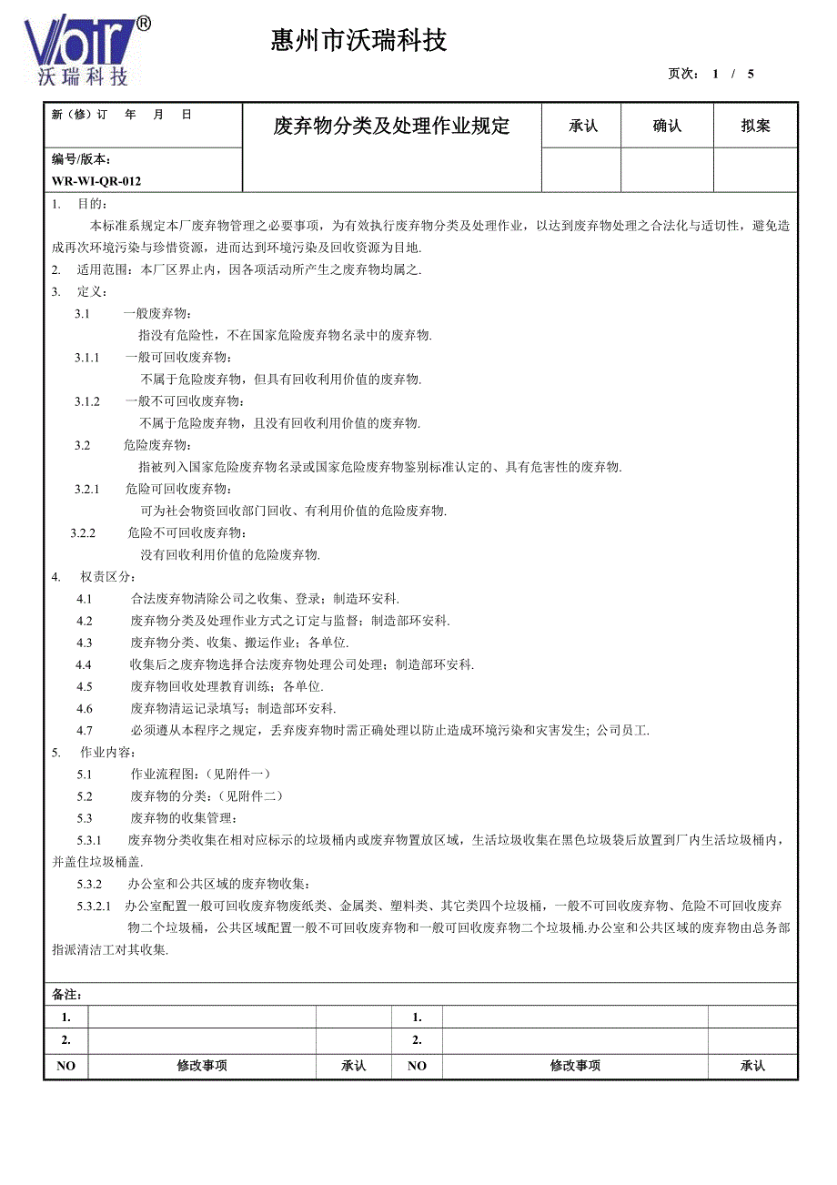 废弃物分类及处理作业规定_第1页
