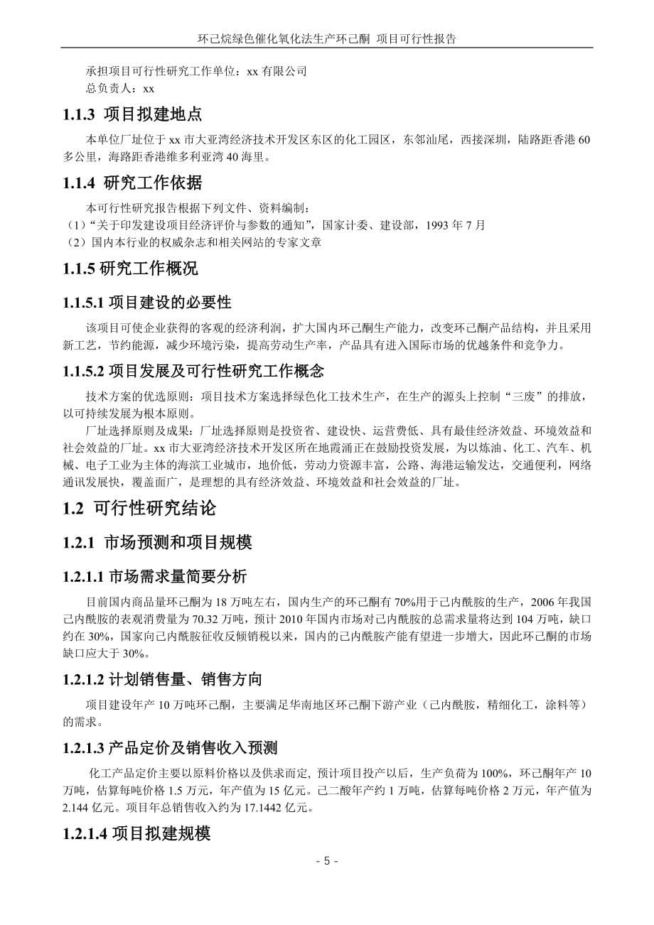 环己烷绿色催化氧化法生产环己酮项目可行性研究报告2_第5页