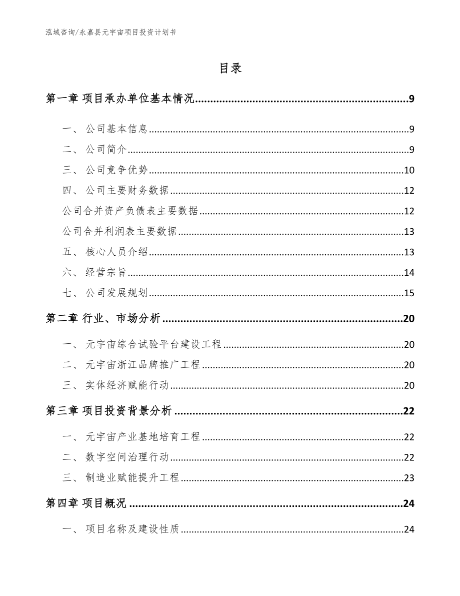 永嘉县元宇宙项目投资计划书_参考范文_第2页