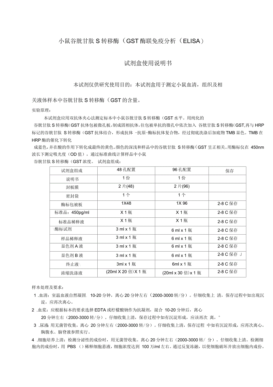 小鼠谷胱甘肽转移酶GST酶联免疫分析ELISA_第1页