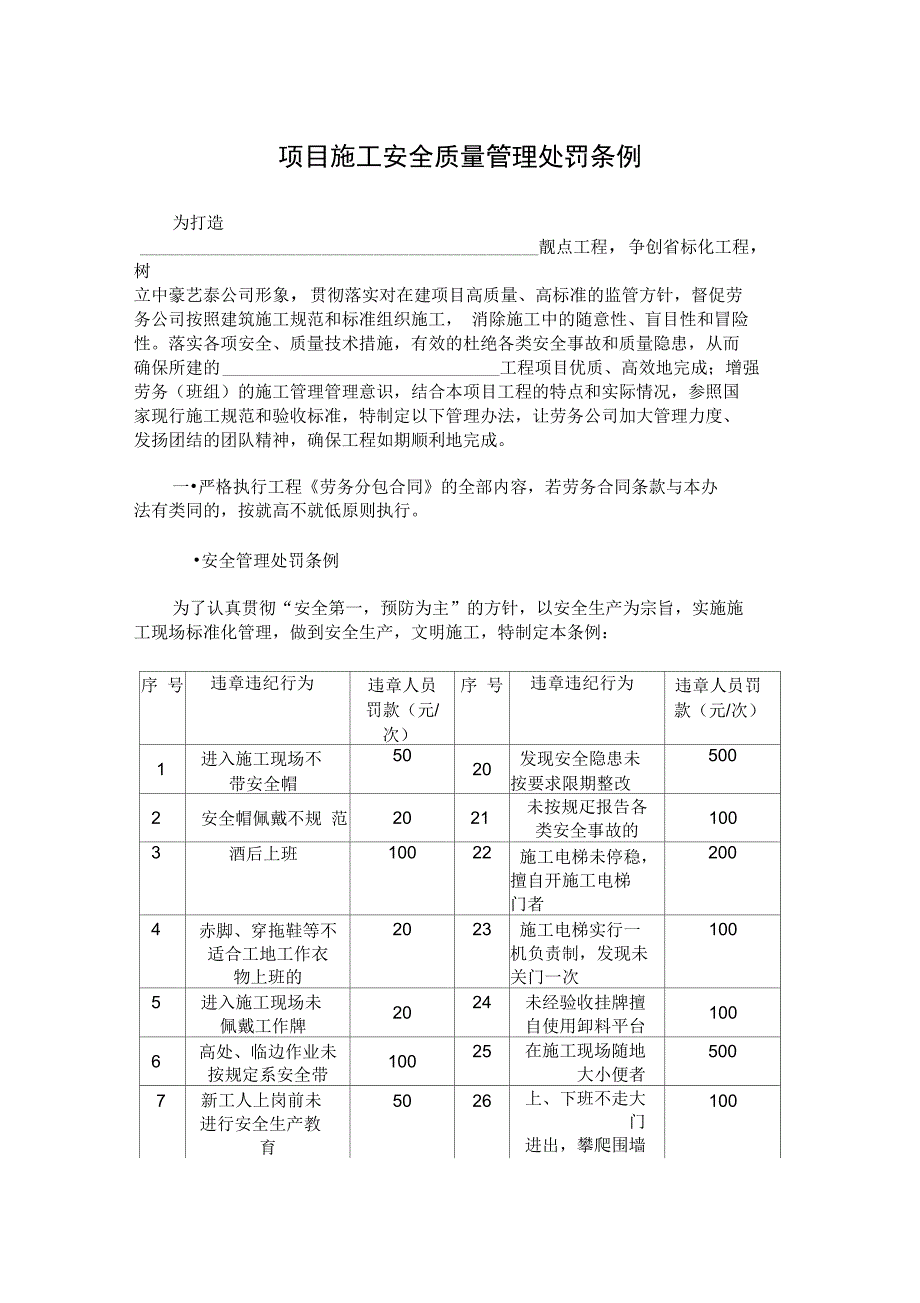 质量安全管理处罚条例_第1页