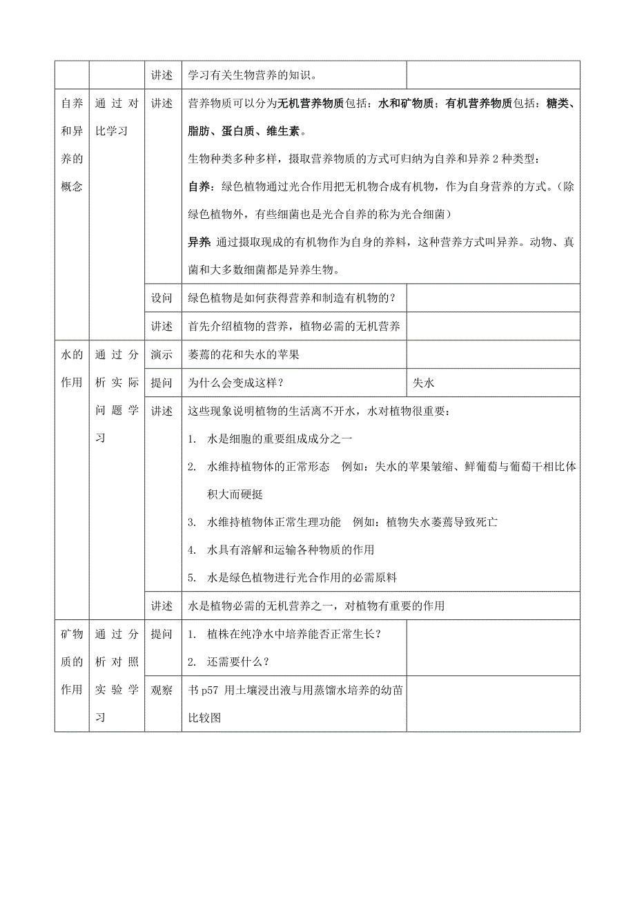 七年级生物上册4.1植物的营养第一课时教案北京课改版_第2页