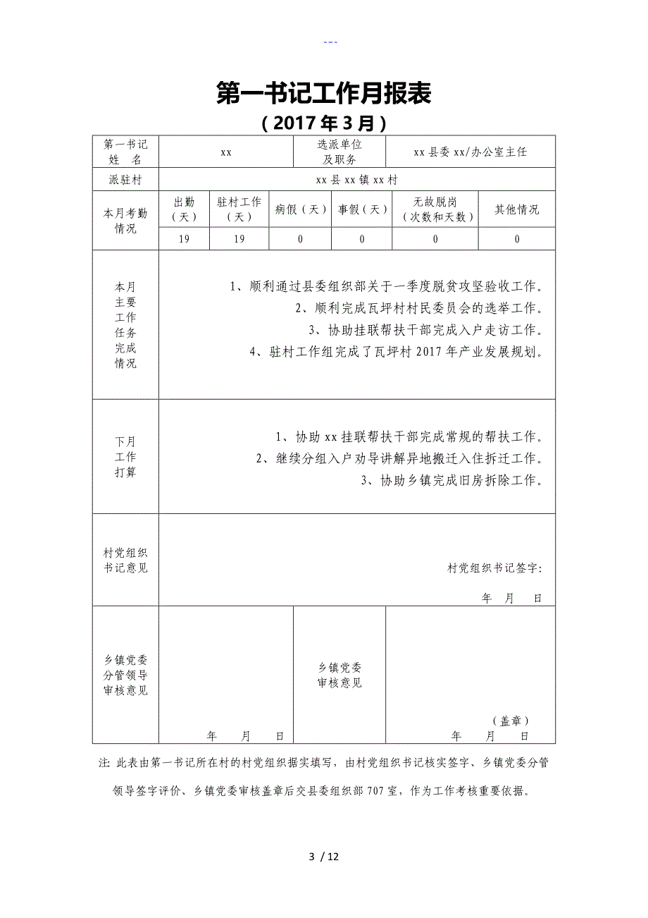 第一书记工作月报表台账112_第3页