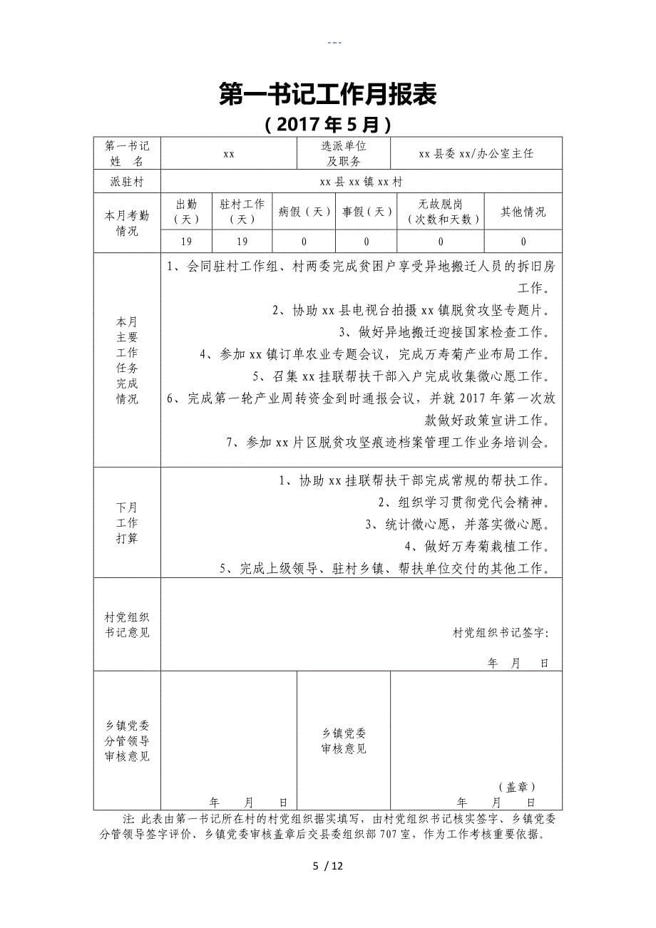 第一书记工作月报表台账112_第5页