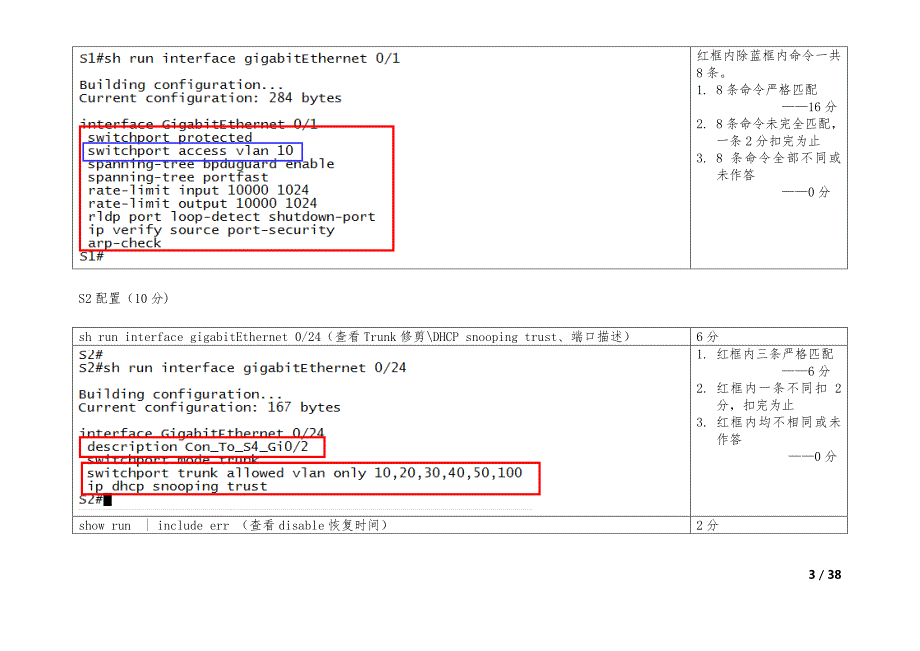 计算机网络应用-交换路由无线网关设备配置评分标准_第3页