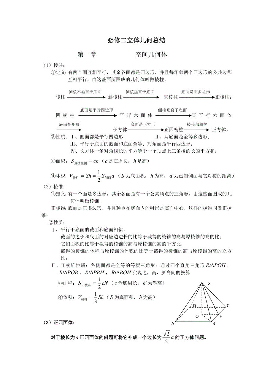 经典必修二立体几何总结_第1页