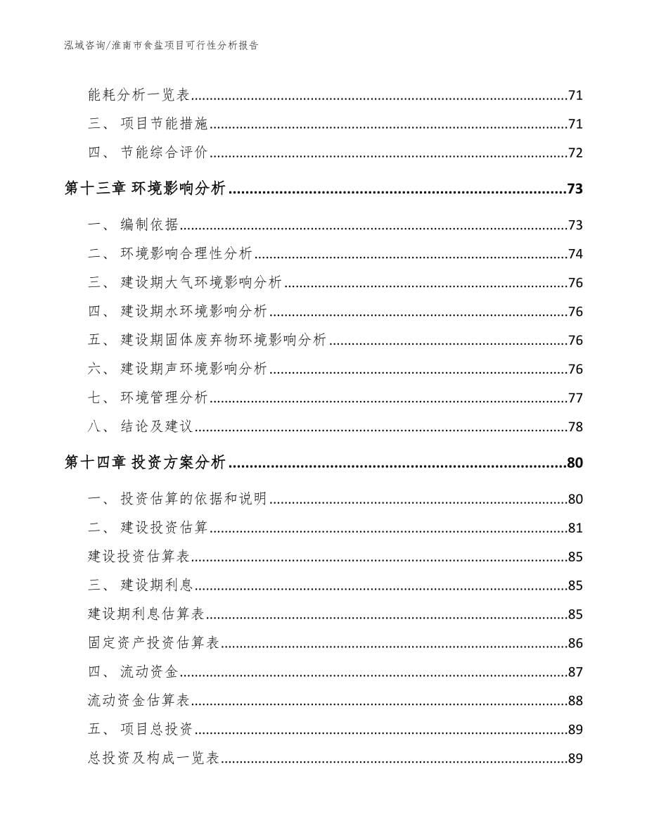 淮南市食盐项目可行性分析报告【参考范文】_第5页