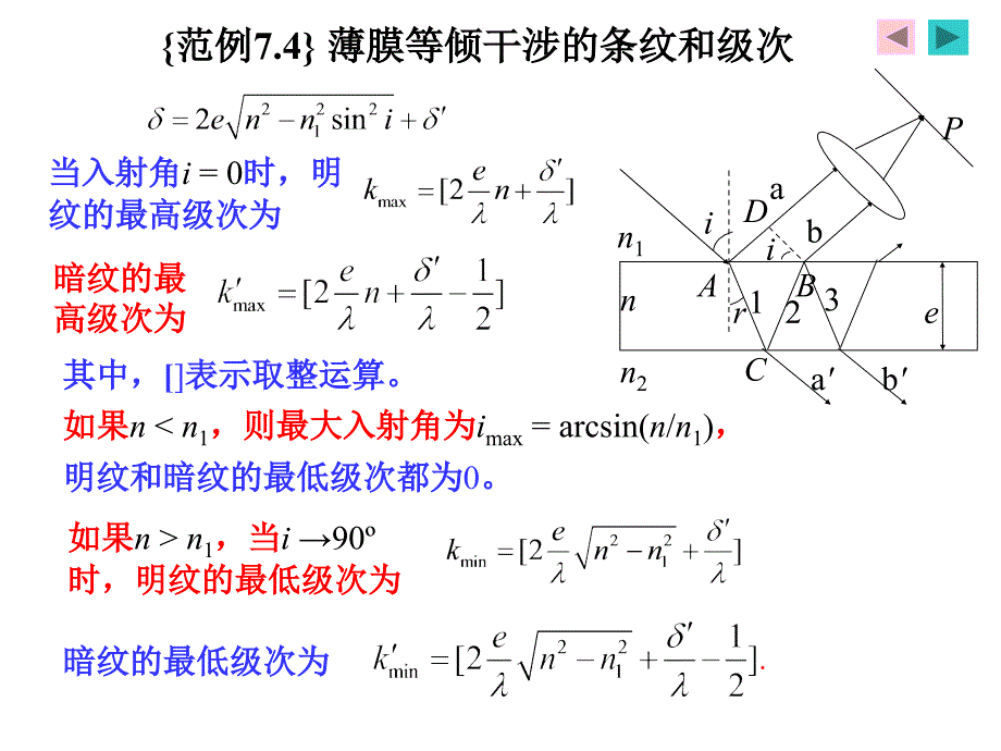 光学之薄膜等倾干涉的条纹和级次_第4页