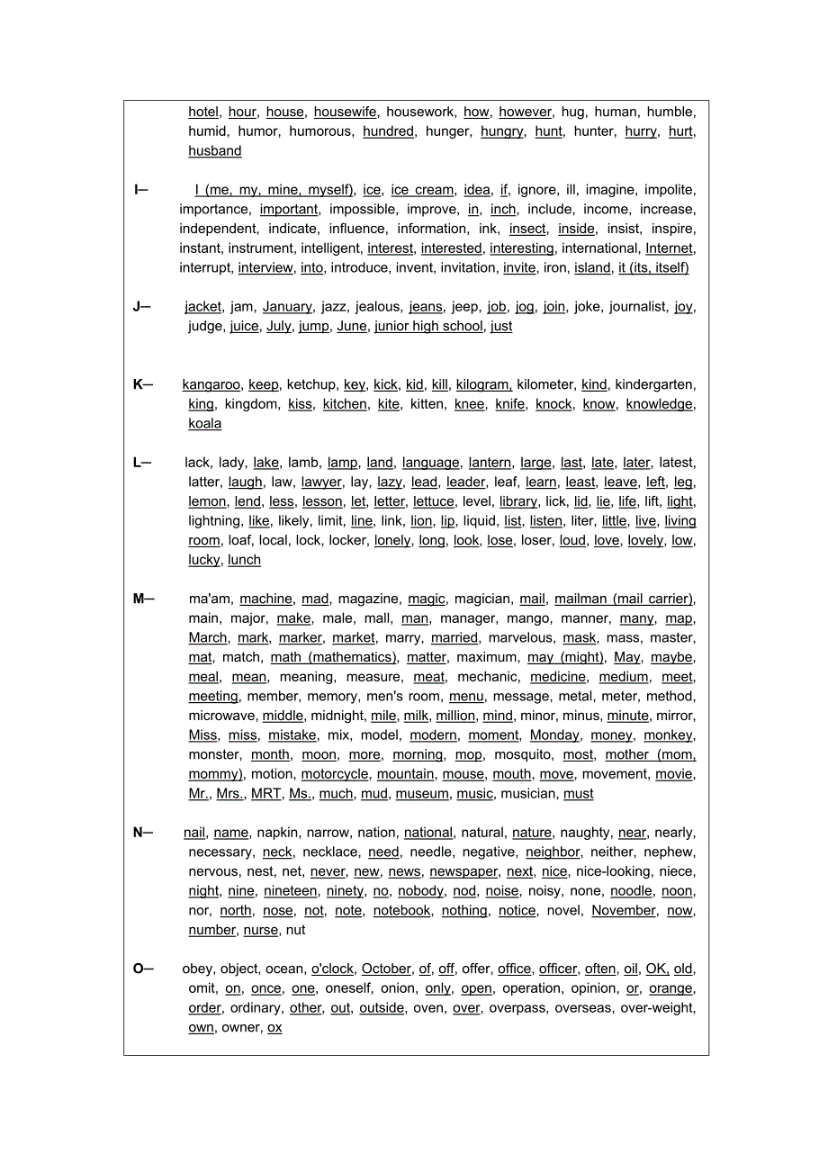 教育部公佈國民中小學基本英語1200字詞_第3页