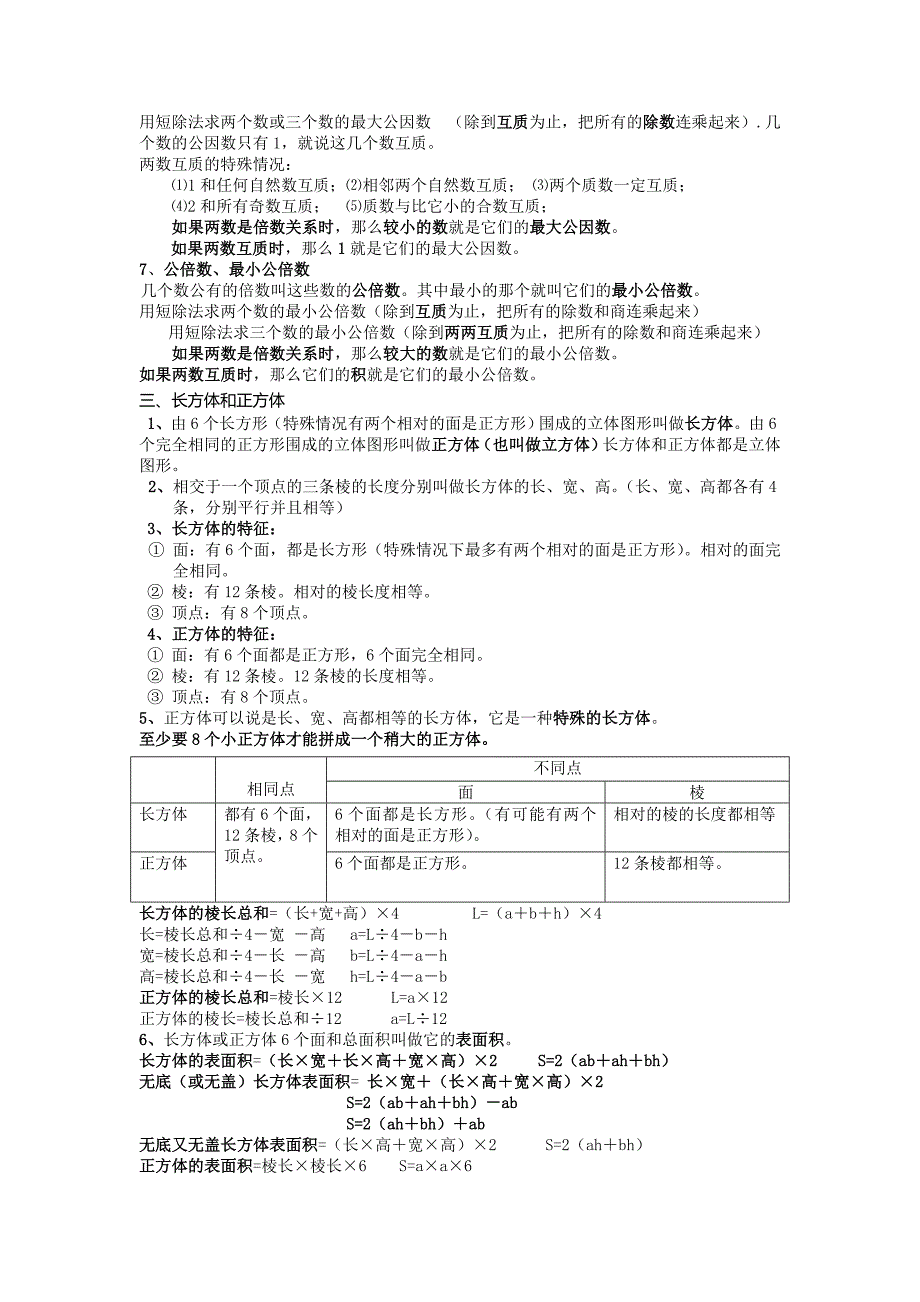 最新人教版数学五年级下册总复习知识点_第2页