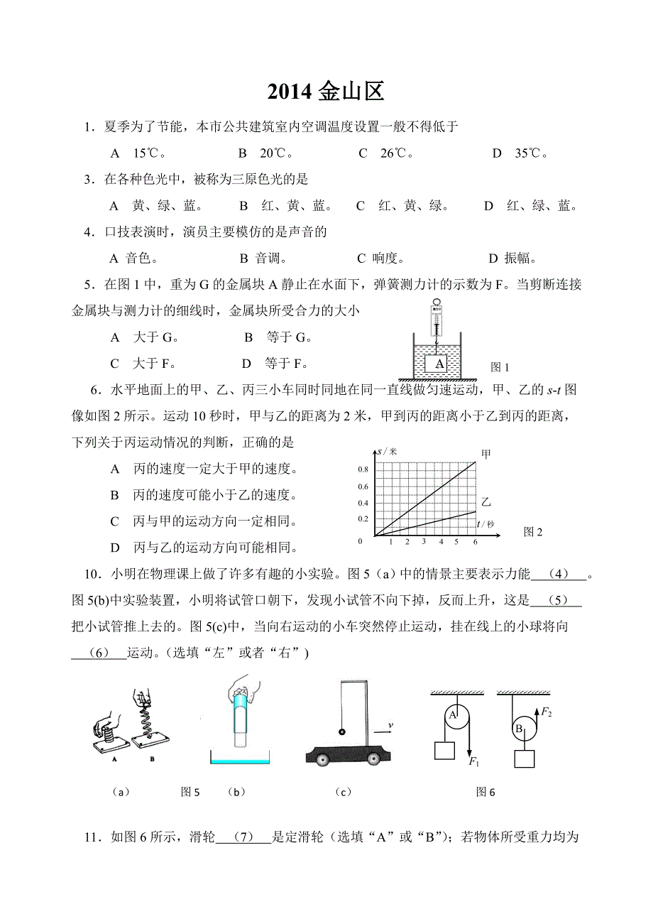 金山区2015初三物理二模修改版_第1页