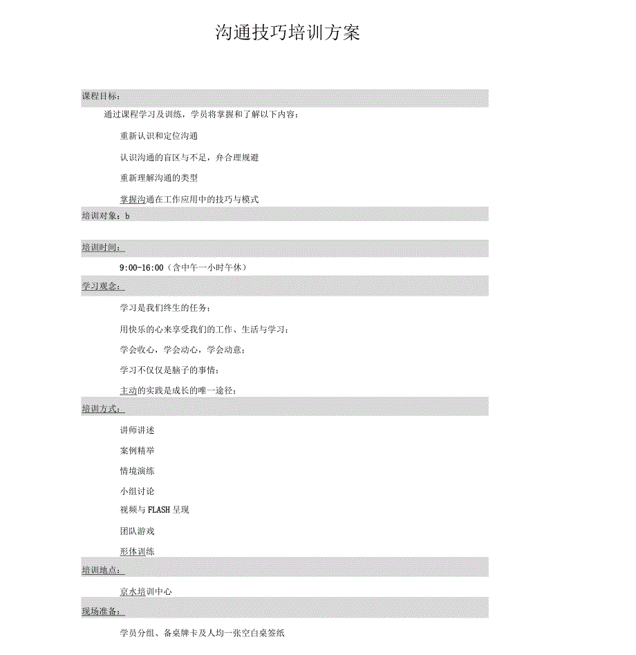 沟通技巧培训方案_第1页