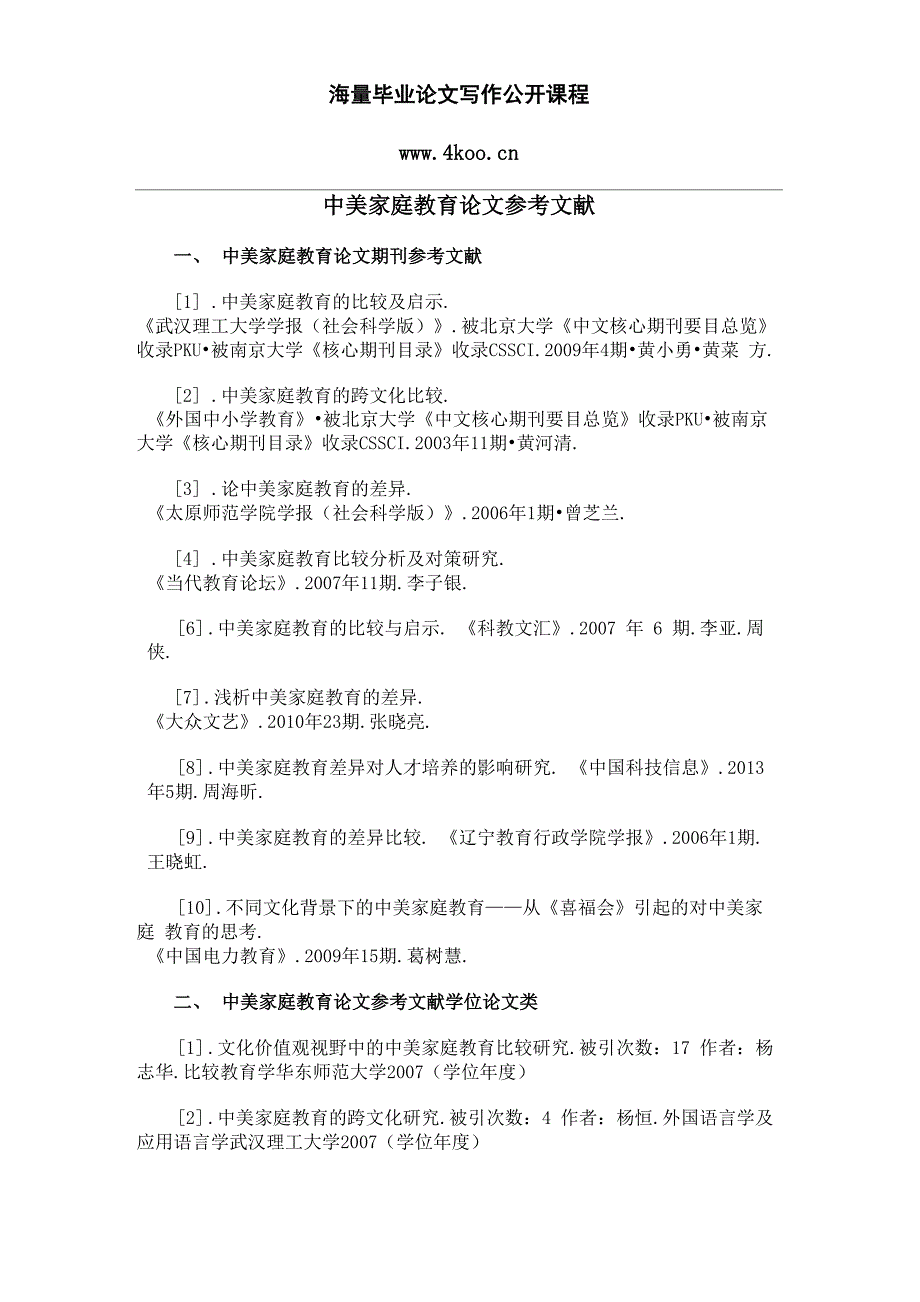 中美家庭教育论文参考文献范例_第1页