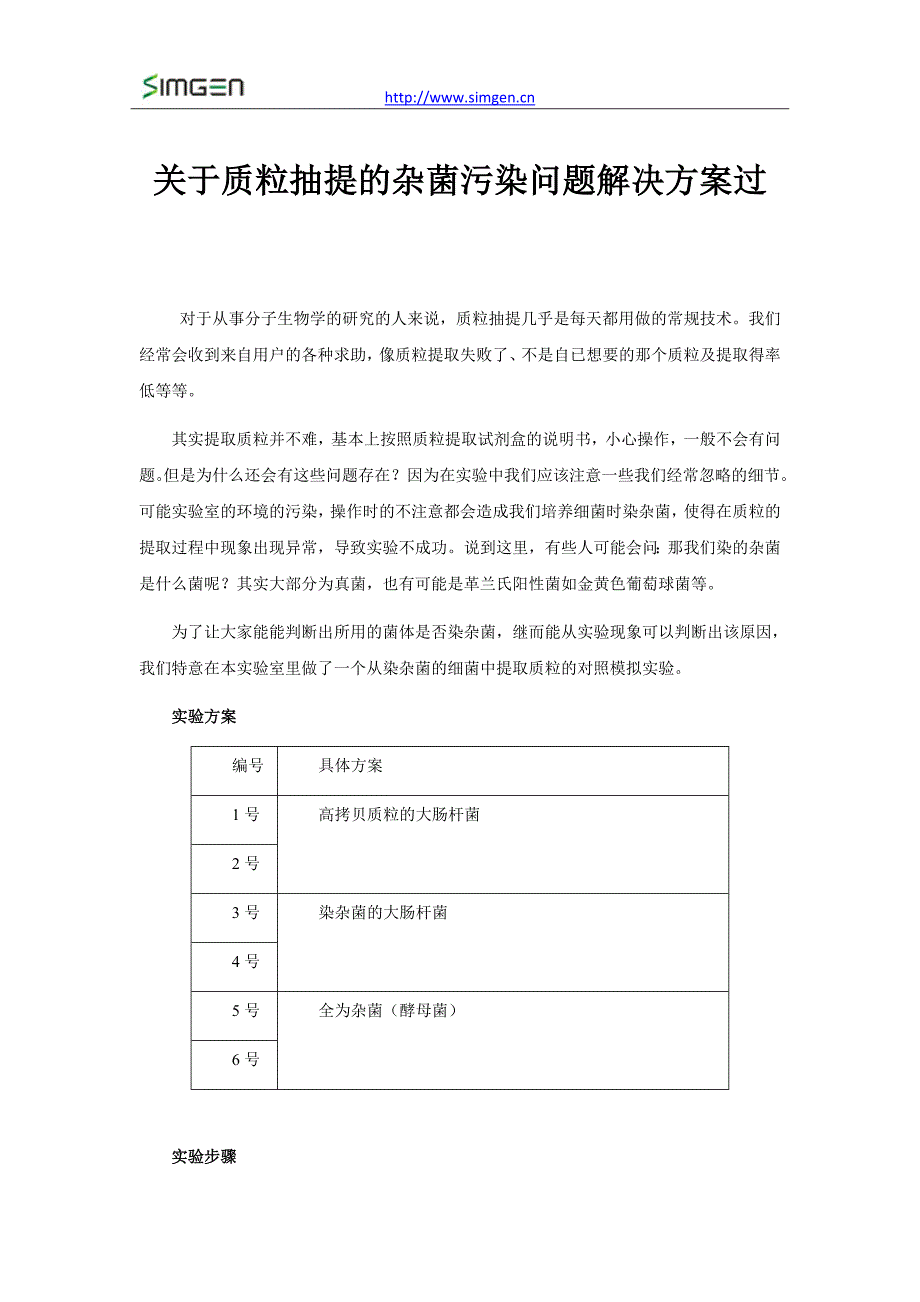 关于质粒抽提的杂菌污染问题解决方案_第1页