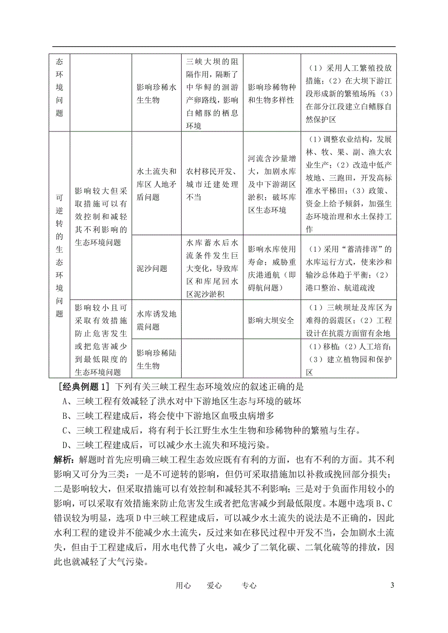 3三峡工程对生态环境和名胜古迹的影响及对策_第3页