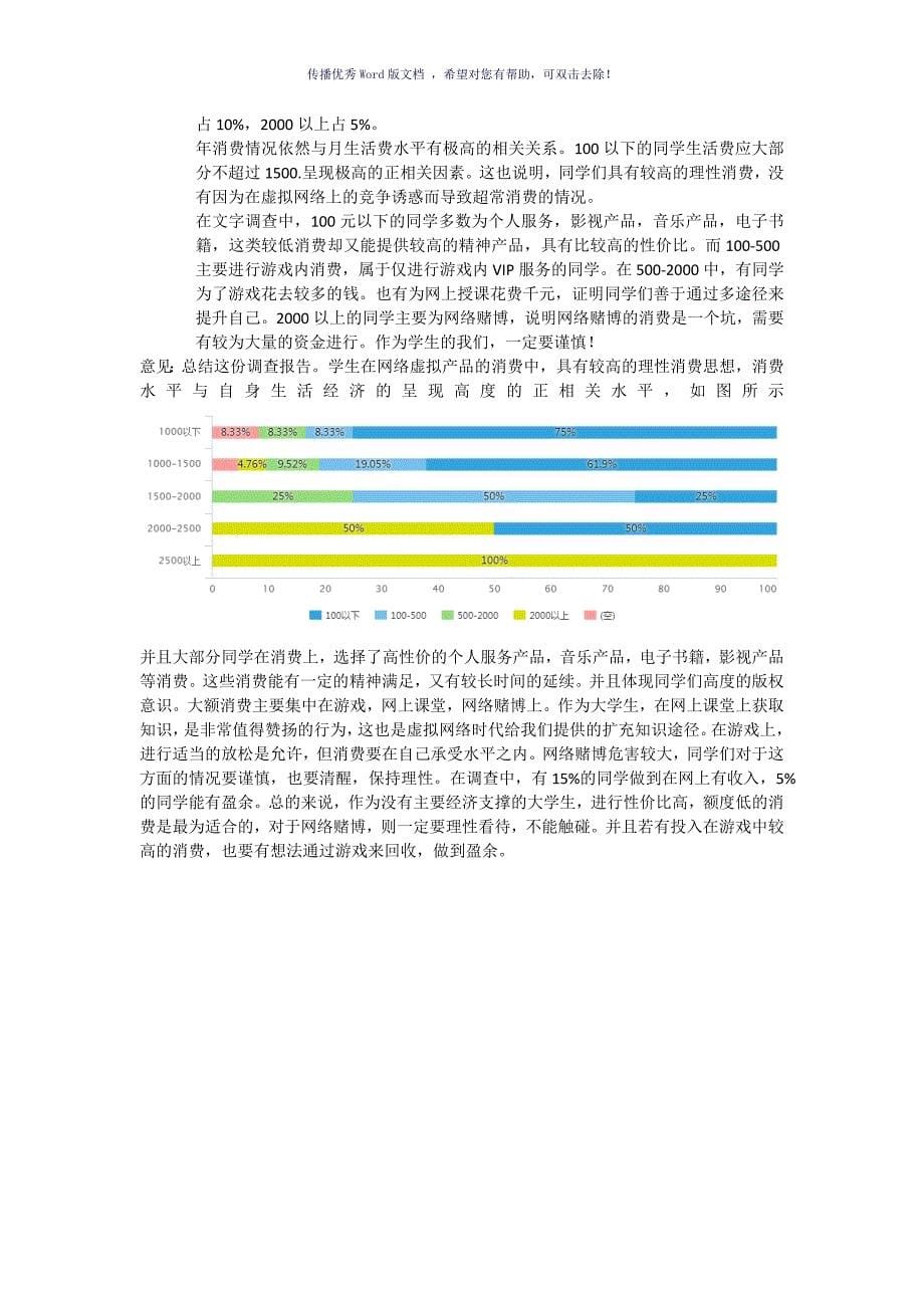 大学生在虚拟网络产品消费调研报告Word版_第5页