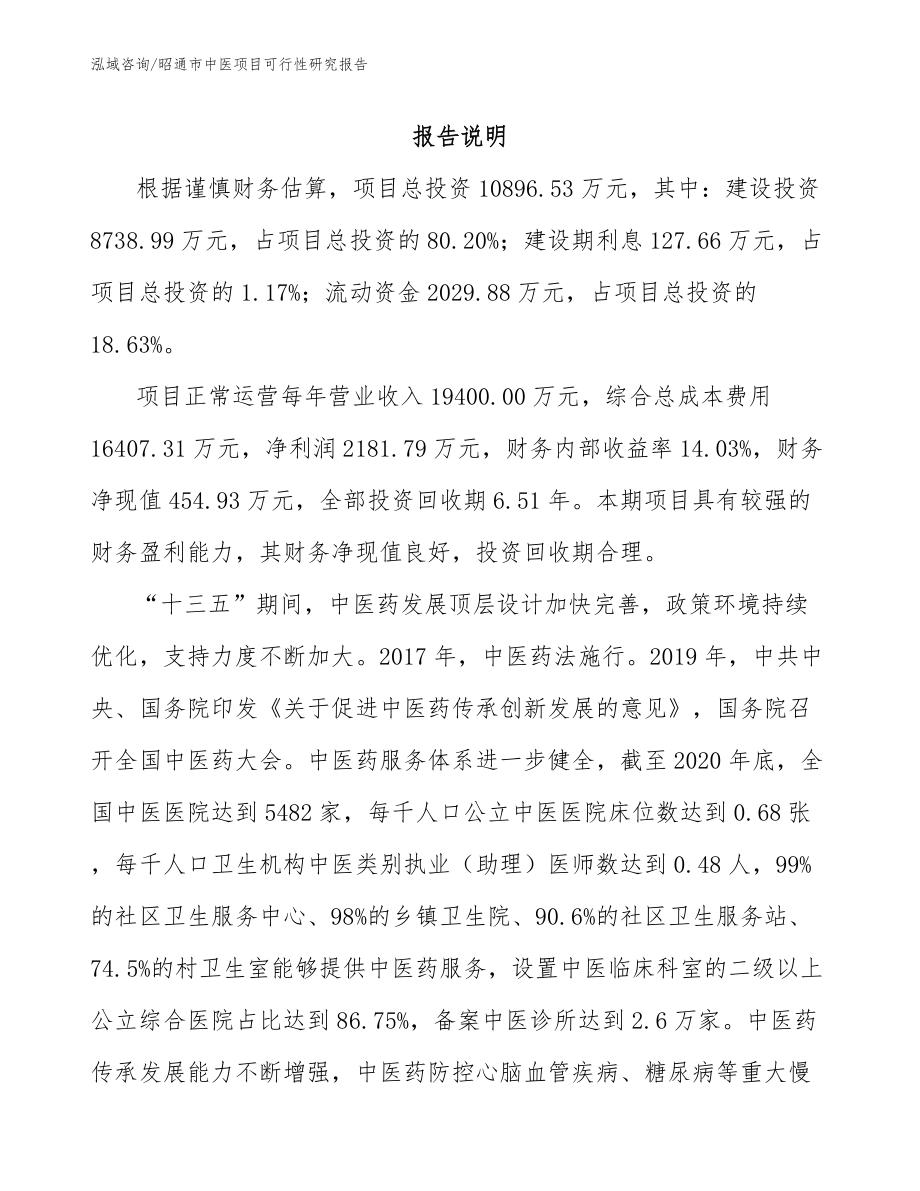 昭通市中医项目可行性研究报告模板范本_第2页