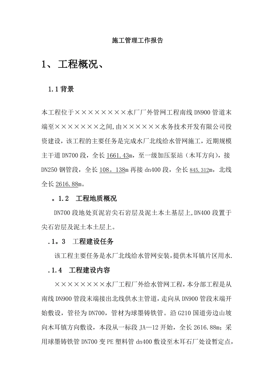 水厂管网工程施工管理工作报告doc_第4页