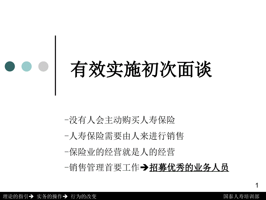 保险公司培训课件：有效实施初次面谈_第1页