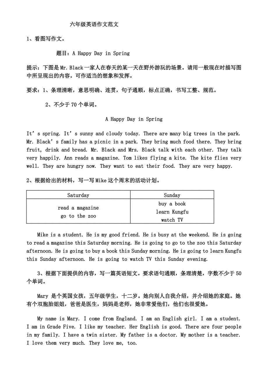 六年级英语作文范文_第1页