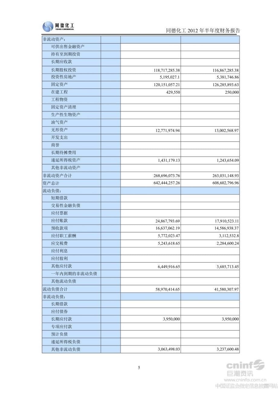 同德化工：半财务报告_第5页