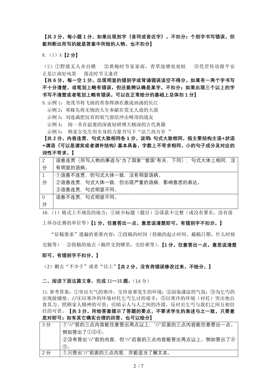 河南省郑州市2012-2013学年下期期末考试七年级语文参考答案_第2页