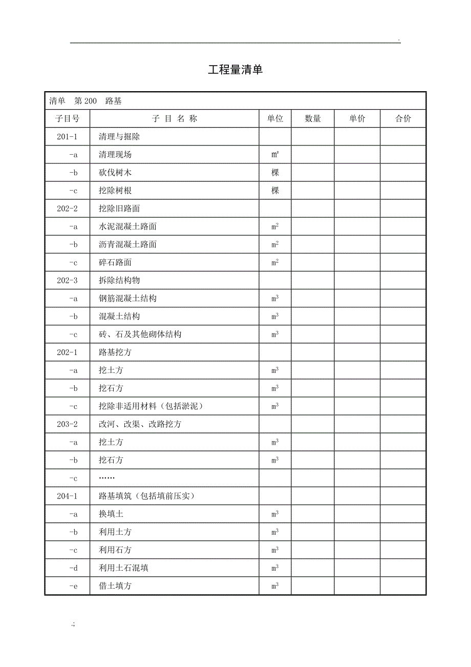 道路工程清单范本_第2页