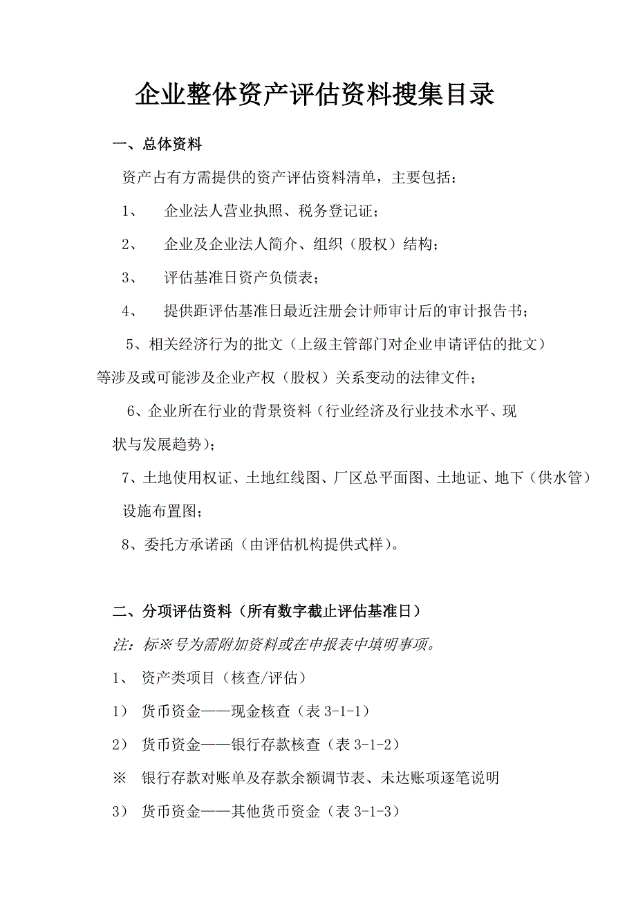 企业整体资产评估资料清单.doc_第1页