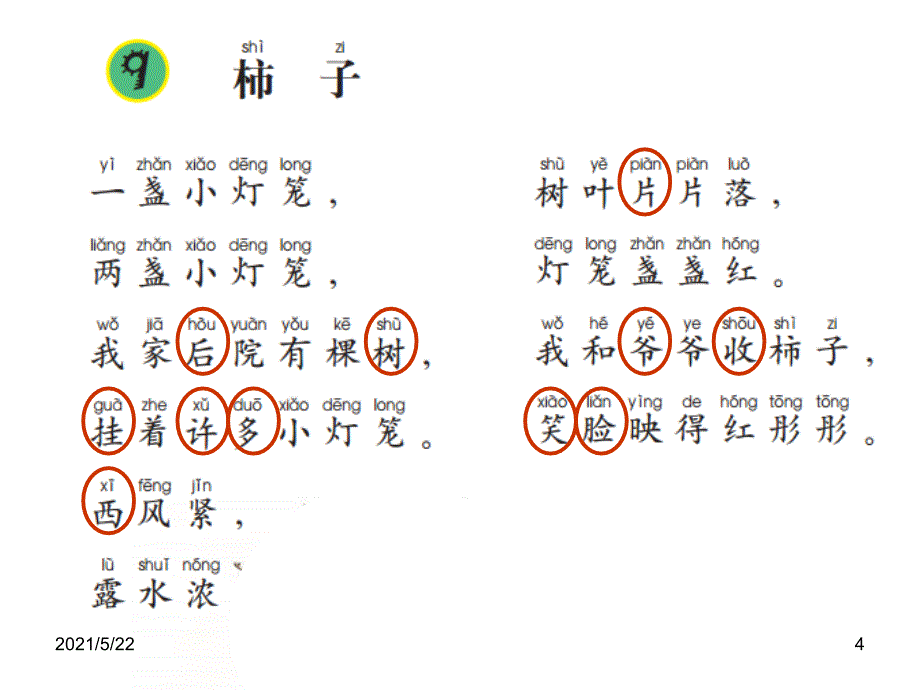 2015语文A版语文一上《柿子》_第4页