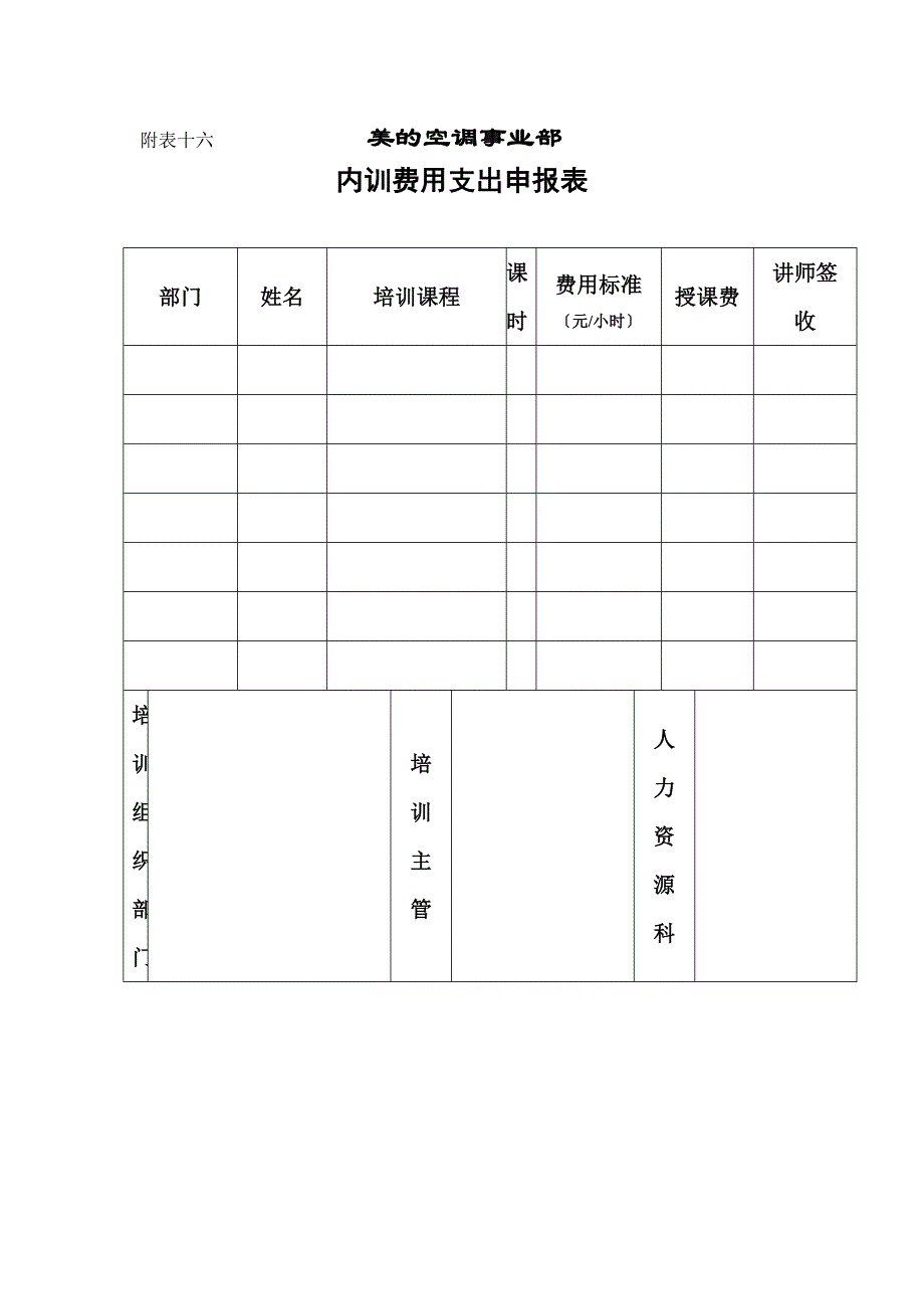 内训费用支出申报表_第1页