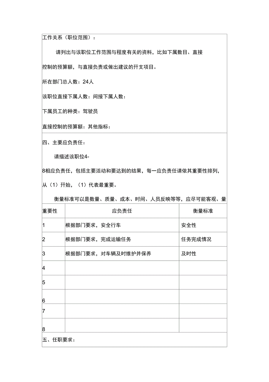 冠东车灯公司行政管理部驾驶员职位说明书_第2页